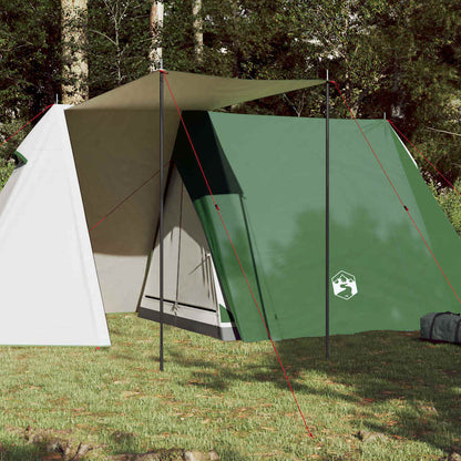 Tent vidaXL 3-persoons in groen met waterdichte luifel en koningsstokken, zijaanzicht.
