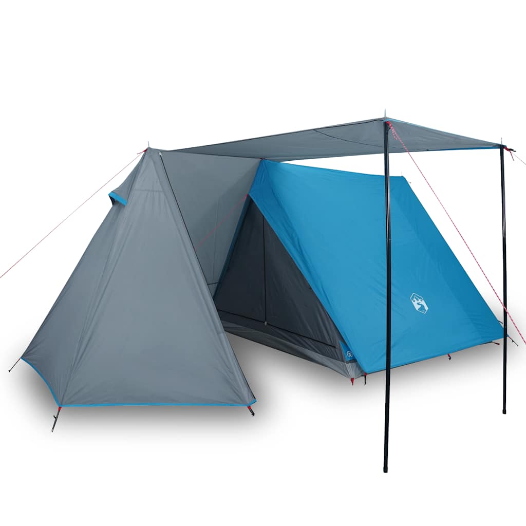 Detail van de vidaXL tent met waterdichte blauwe buitentent en afneembare luifel.
