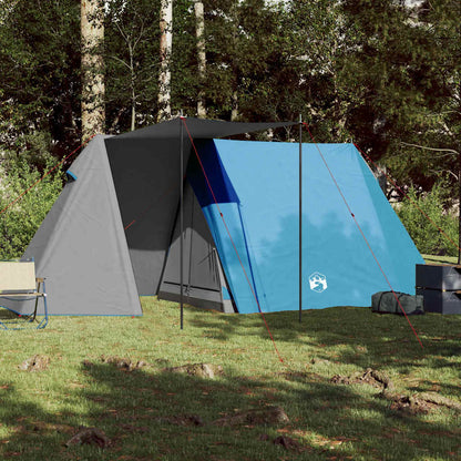 Zijaanzicht van de vidaXL 3-persoons tent met waterdichte blauwe buitentent en afneembare bescherming.