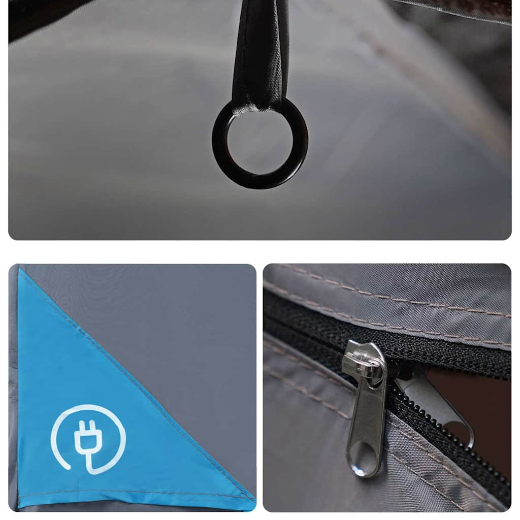 Detail van de waterdichte tent met rits en bevestigingsring van vidaXL.