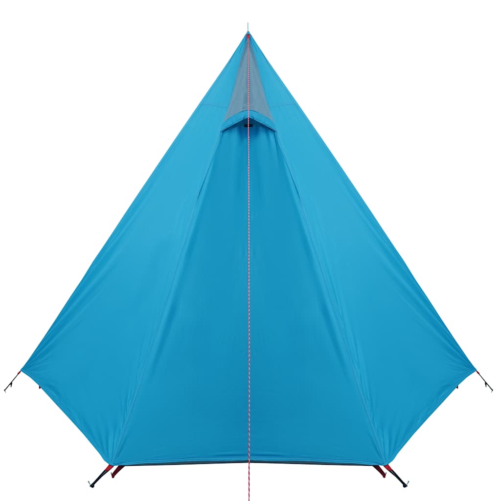 Detail van de tent vidaXL 3-persoons in waterdicht blauw, zijaanzicht met scherpe punt.