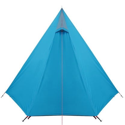 Detail van de tent vidaXL 3-persoons in waterdicht blauw, zijaanzicht met scherpe punt.