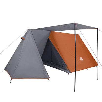Detail van de vidaXL tent met grijze en oranje kleuren, zijaanzicht met afneembare buitentent.