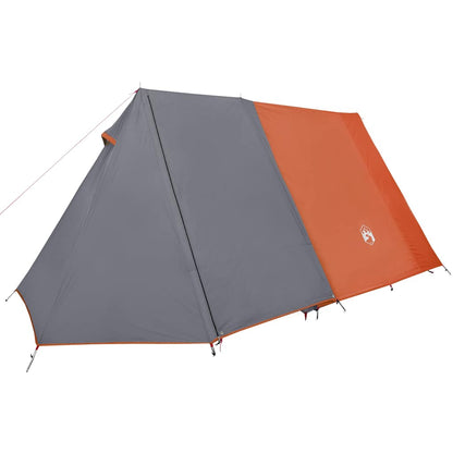 Detail van de grijze en oranje vidaXL tent met een schuin zijaanzicht.