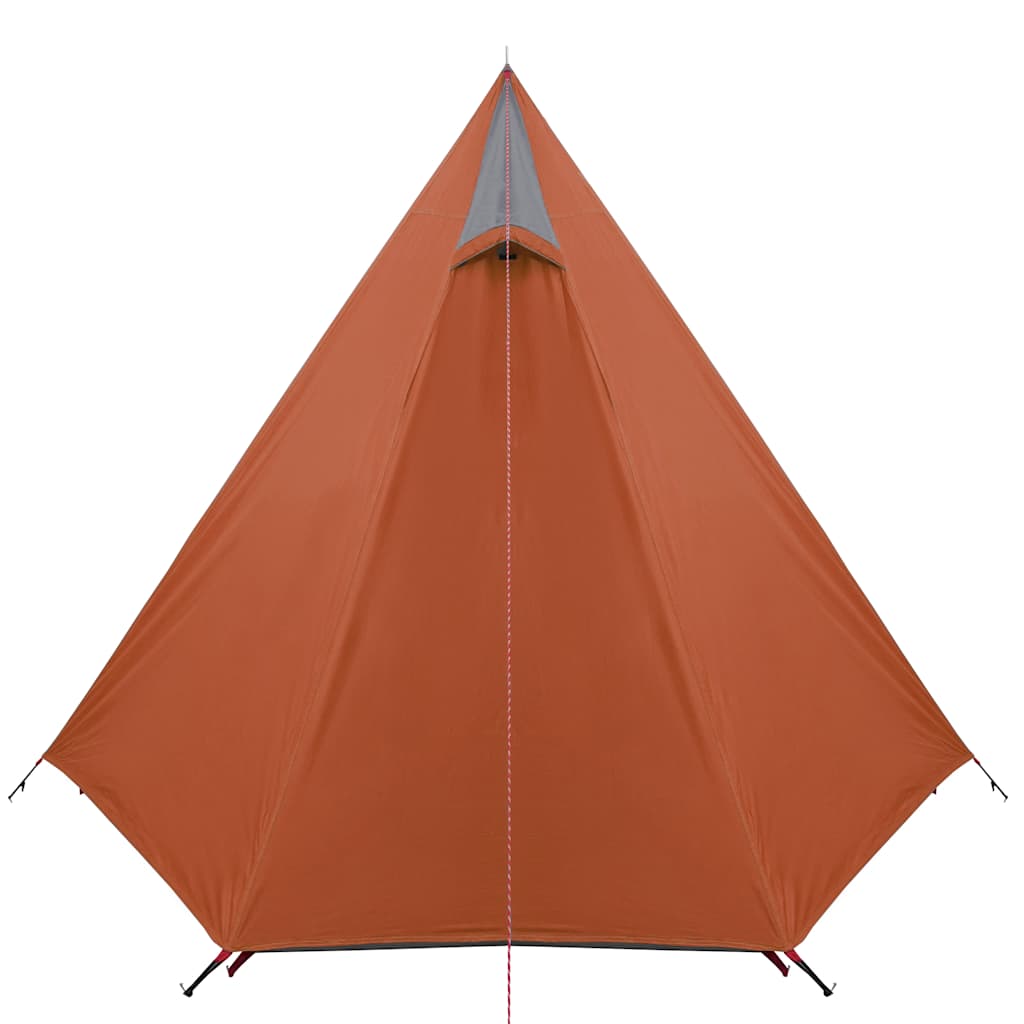 Detail van de tent vidaXL 3-persoons in grijs en oranje, zijaanzicht met scherpe hoeken.