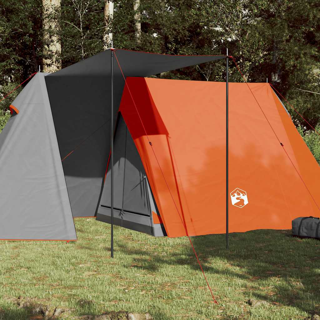 Tent vidaXL 3-persoons in grijs en oranje, waterdicht met afneembare buitentent.