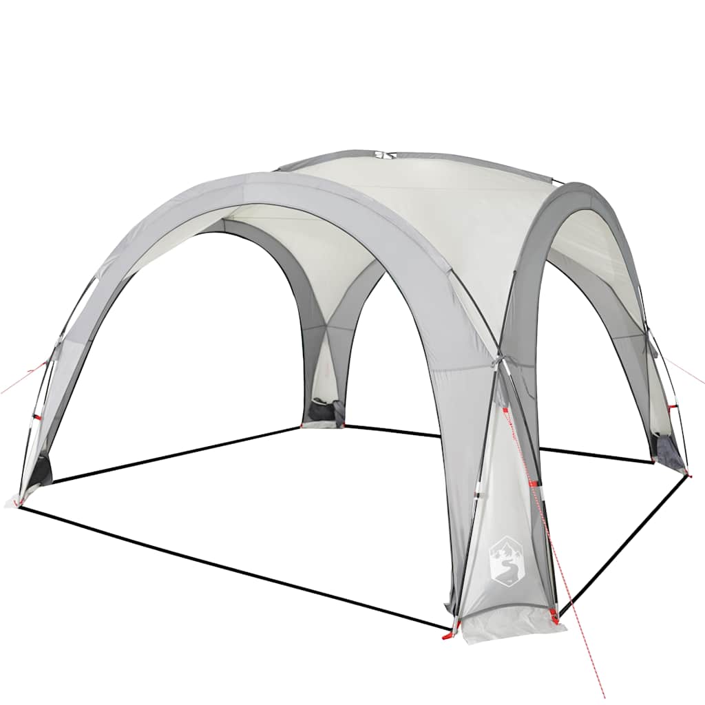 Detail van de vidaXL partytent met waterdichte witte top en flexibele glasvezelstokken.