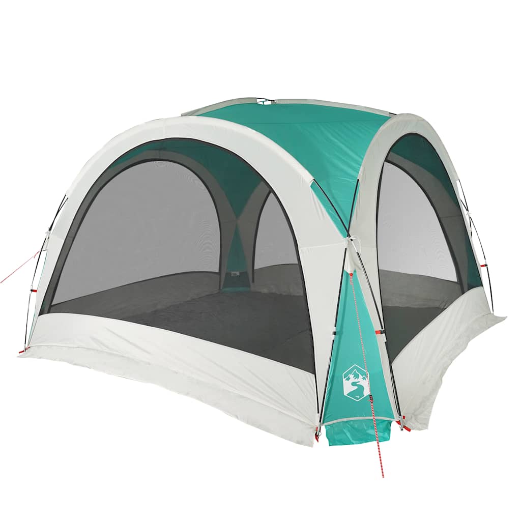 Detail van de vidaXL partytent met groene gaaswanden en waterdichte bovenkant.