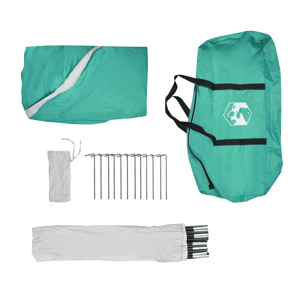 Groene vidaXL partytent accessoires, inclusief stokken, haringen en opbergtas.