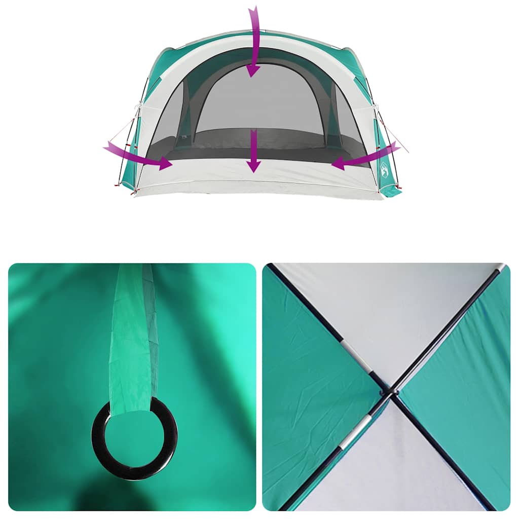 Detail van de gaaswanden en bevestigingsring van de vidaXL waterdichte partytent.