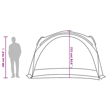 Detail van de vidaXL partytent met afmetingen en zijaanzicht, waterdicht en groen.