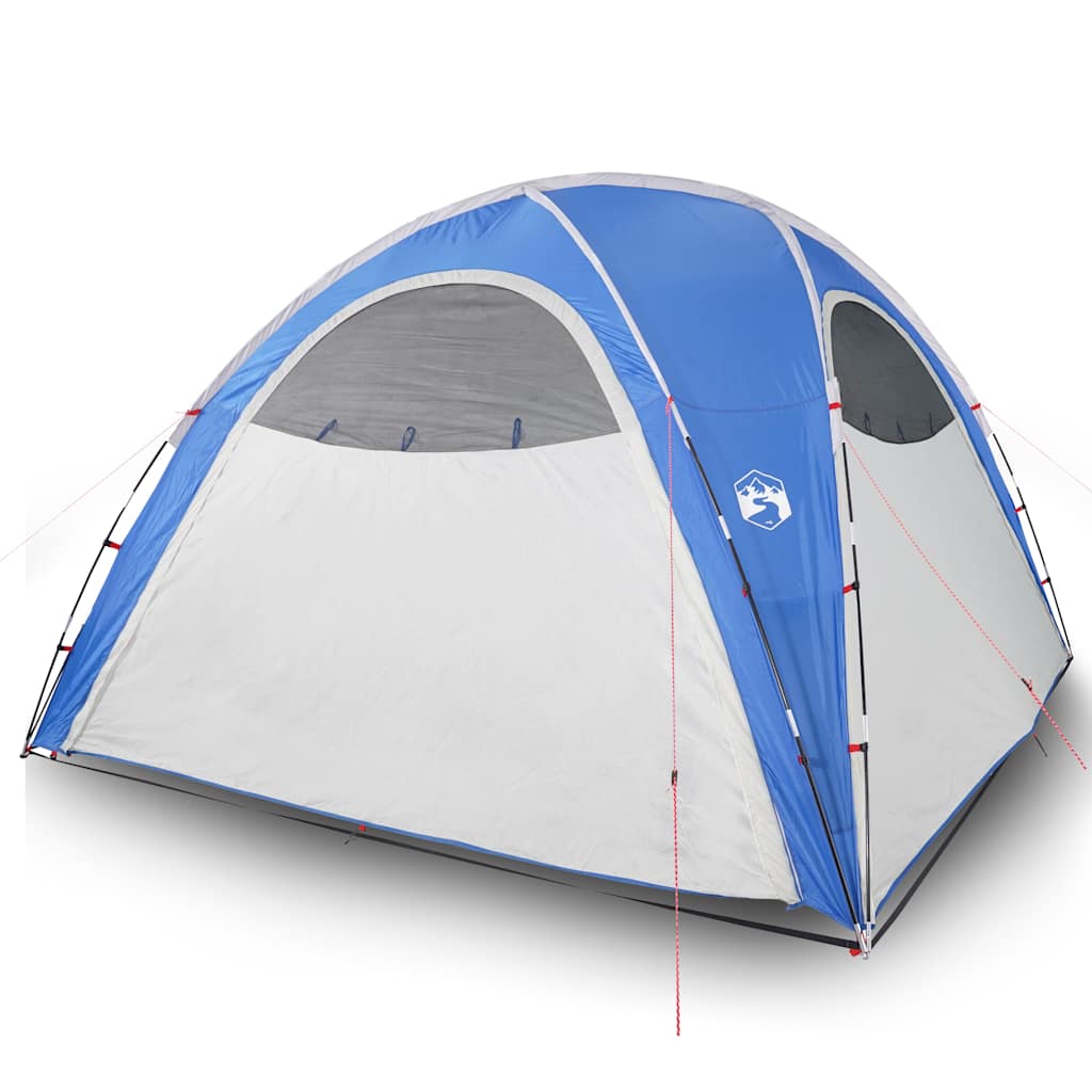 Detail van de vidaXL partytent in blauw met waterdichte zijwanden en ventilatieopeningen.