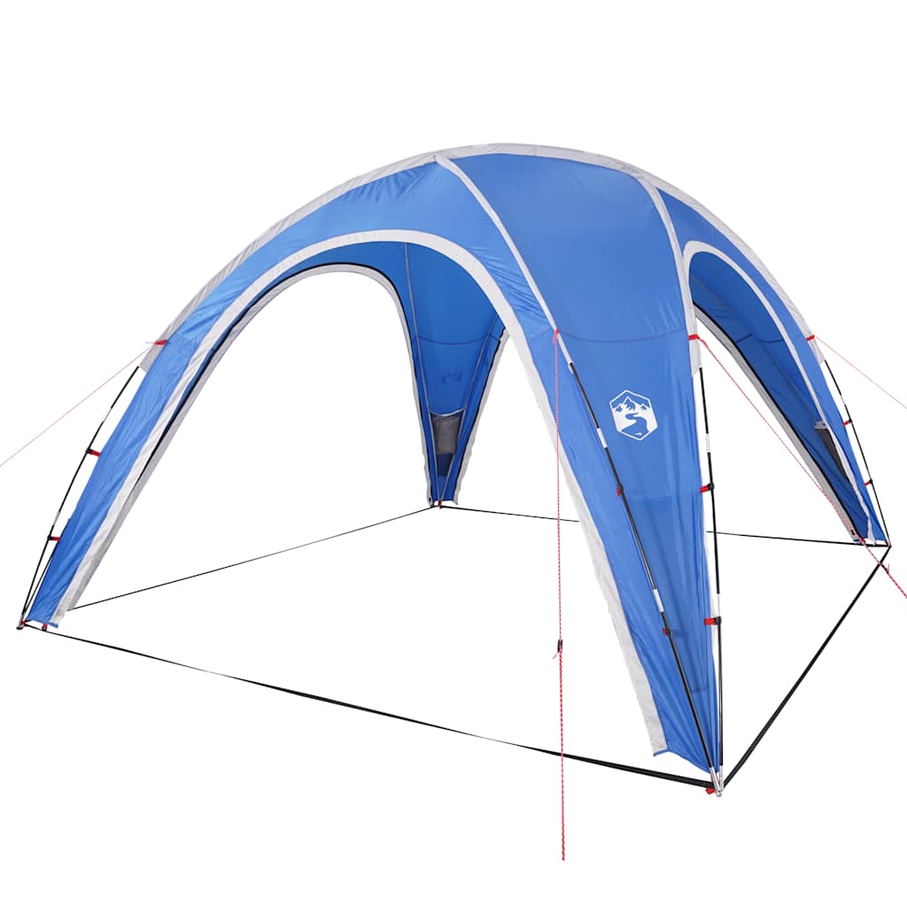 Detail van de blauwe vidaXL partytent met waterdicht ontwerp en ventilatieopeningen.