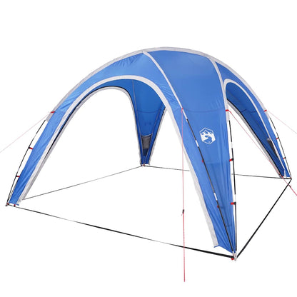 Detail van de blauwe vidaXL partytent met waterdicht ontwerp en ventilatieopeningen.