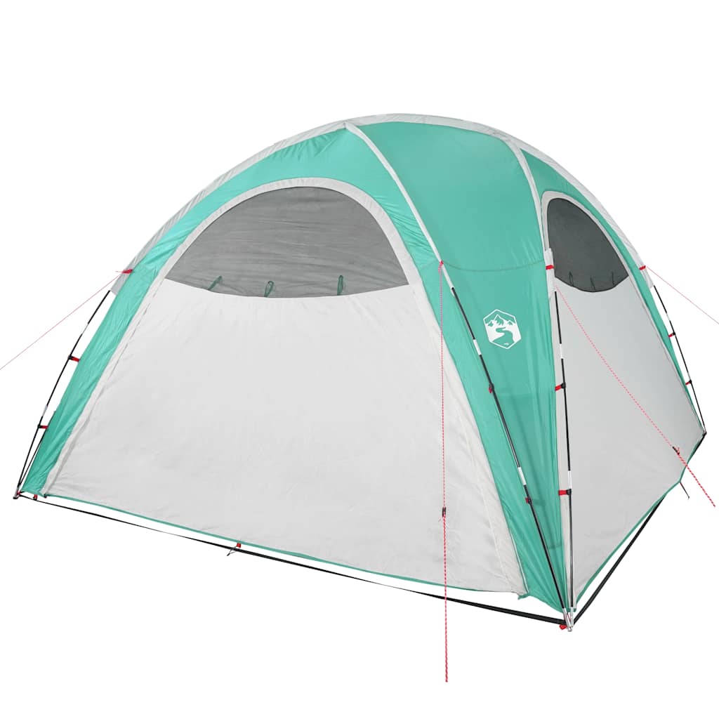 Detail van de groene vidaXL partytent met waterdichte polyester en ventilatieopeningen.