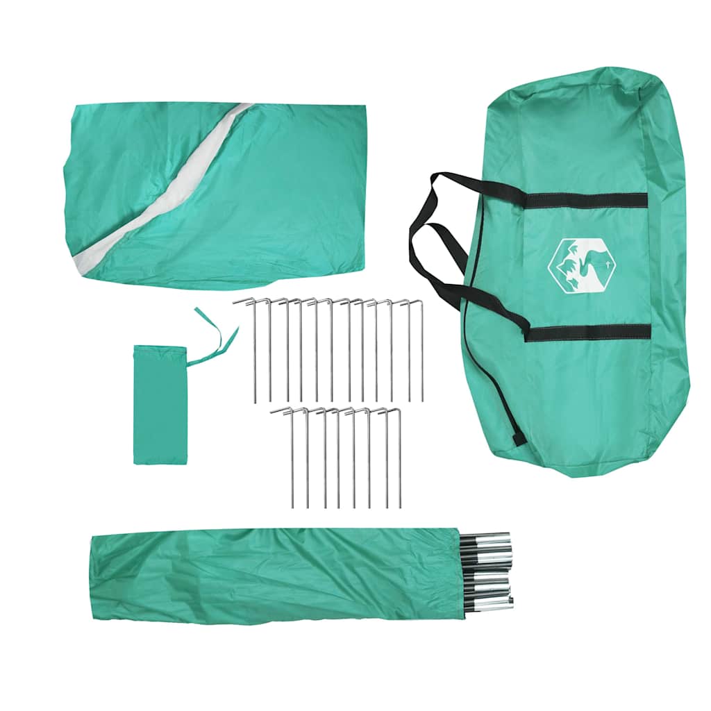 Groene vidaXL partytent met accessoires, inclusief stokken en haringen voor eenvoudige opbouw.