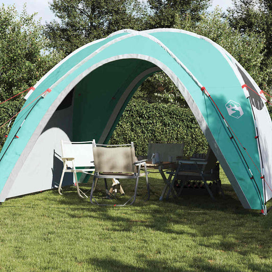 Groene vidaXL partytent met waterdichte coating, opgezet in een tuin.
