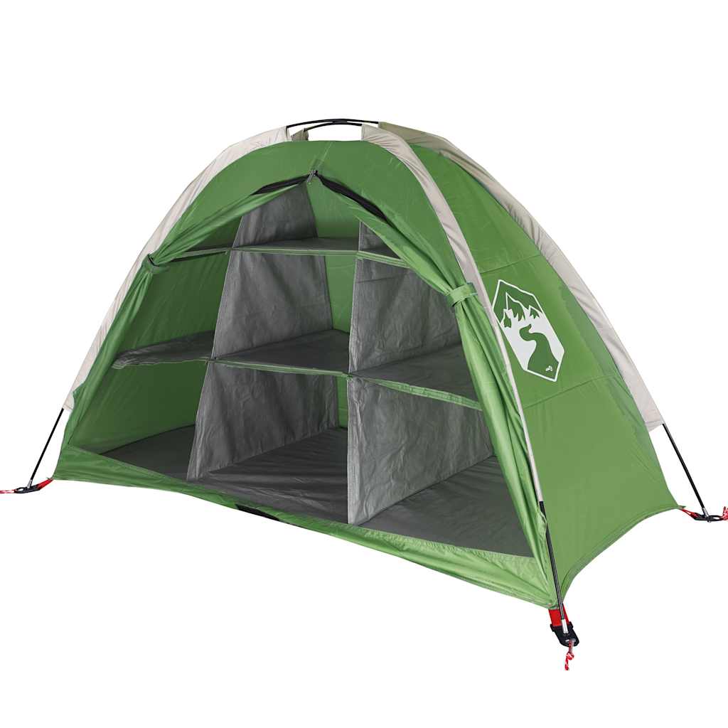 Detail van de vidaXL opbergtent in groen, met 9 opbergvakken en waterdichte constructie.