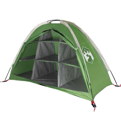Detail van de vidaXL opbergtent in groen, met 9 opbergvakken en waterdichte constructie.
