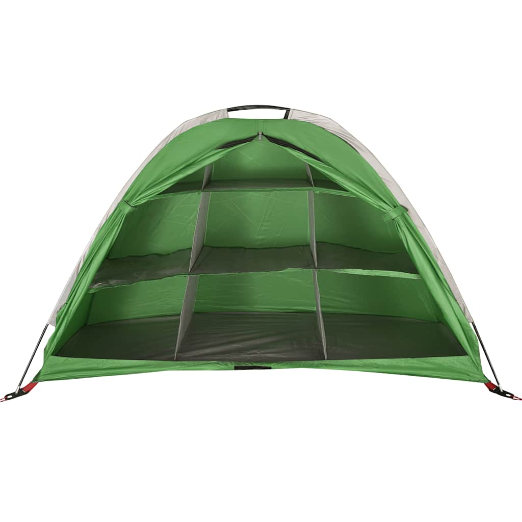 Detail van de vidaXL opbergtent met 9 vakken, zijaanzicht van de groene binnenzijde.