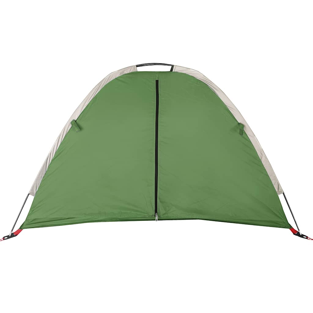 Detail van de groene vidaXL opbergtent met waterdichte voorkant en ritsopening.
