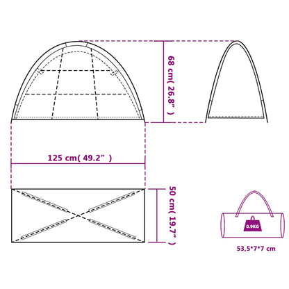 Detail van de afmetingen en vorm van de vidaXL opbergtent met 9 vakken.
