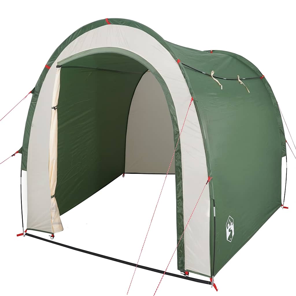 Detail van de vidaXL waterdichte opbergtent in groen, zijaanzicht met open ingang.