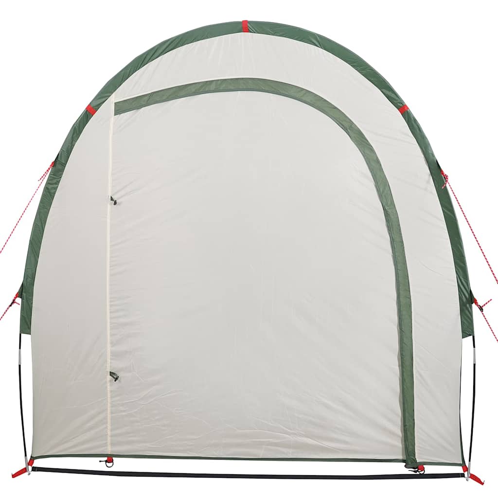 Detail van de groene vidaXL opbergtent met waterdichte voorkant en stevige randen.