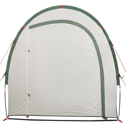 Detail van de groene vidaXL opbergtent met waterdichte voorkant en stevige randen.