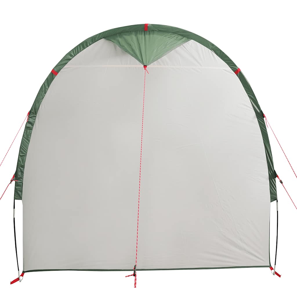 Detail van de vidaXL waterdichte opbergtent in groen, zijaanzicht met bevestigingslijnen.