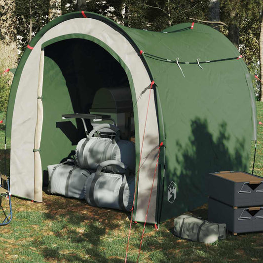 Opbergtent vidaXL in groen, waterdicht met open ingang en opbergmogelijkheden.