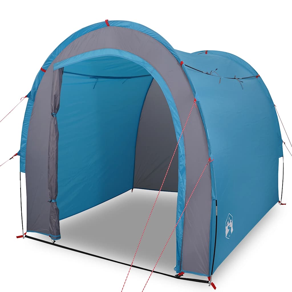 Zijaanzicht van de vidaXL waterdichte opbergtent in blauw met grijze details.