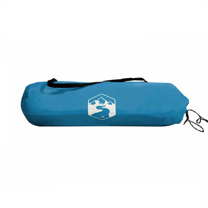 Blauwe vidaXL opbergtent in opbergtas met trekkoord en logo, zijaanzicht.