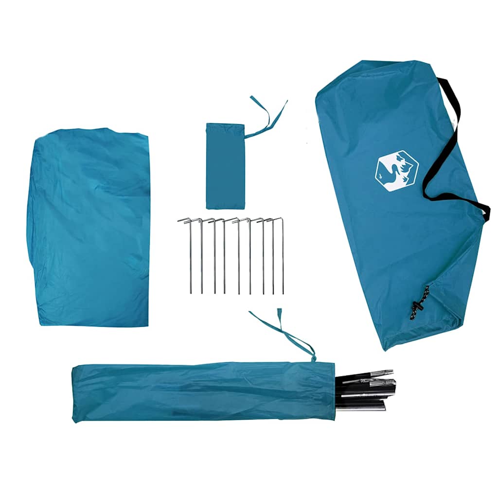 Detail van de vidaXL waterdichte opbergtent in blauw, inclusief stokken en haringen.