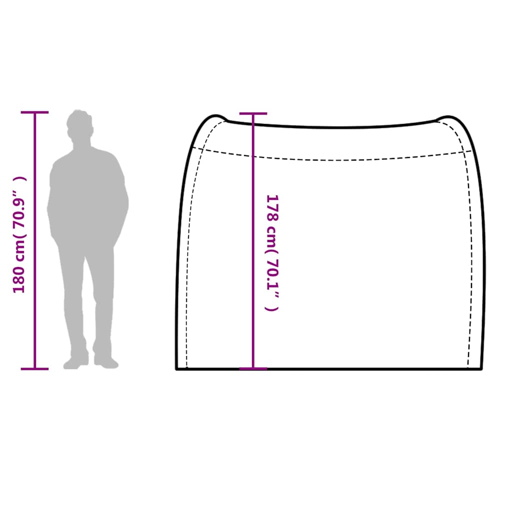 Detail van de vidaXL opbergtent met afmetingen en zijaanzicht van de tent.