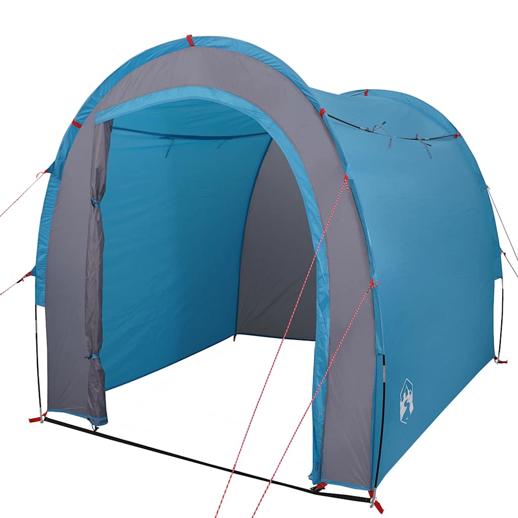 Zijaanzicht van de blauwe vidaXL opbergtent met waterdichte stof en open ingang.