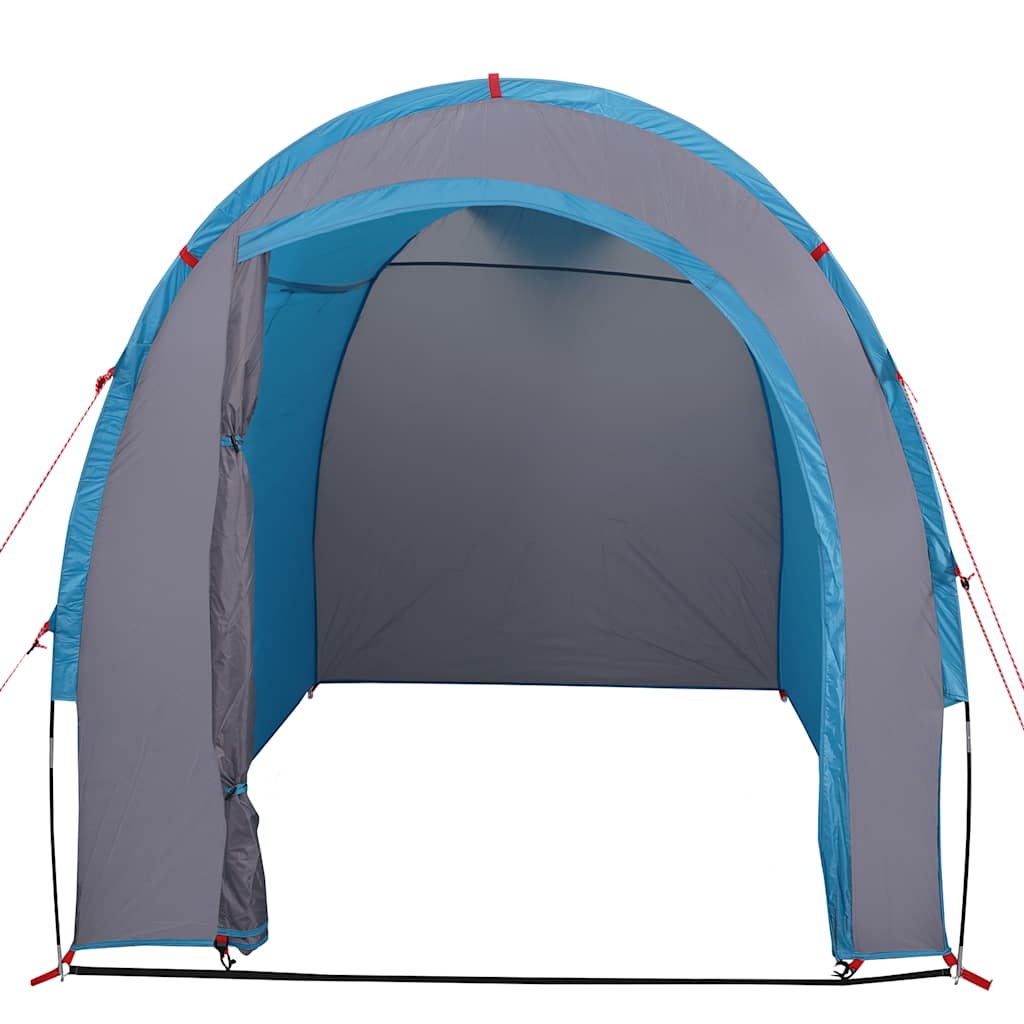 Zijaanzicht van de vidaXL waterdichte opbergtent in blauw met open ingang.