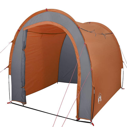 Detail van de vidaXL opbergtent in oranje met grijze zijkanten en waterdichte constructie.