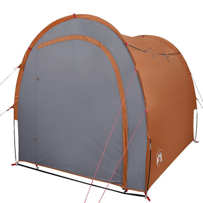 Detail van de vidaXL opbergtent in oranje en grijs, met waterdichte afwerking.