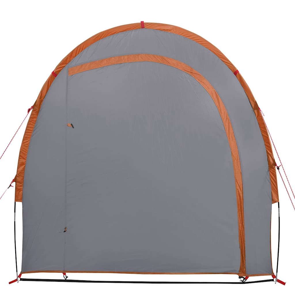 Zijaanzicht van de vidaXL opbergtent in waterdicht oranje met grijze achterkant.