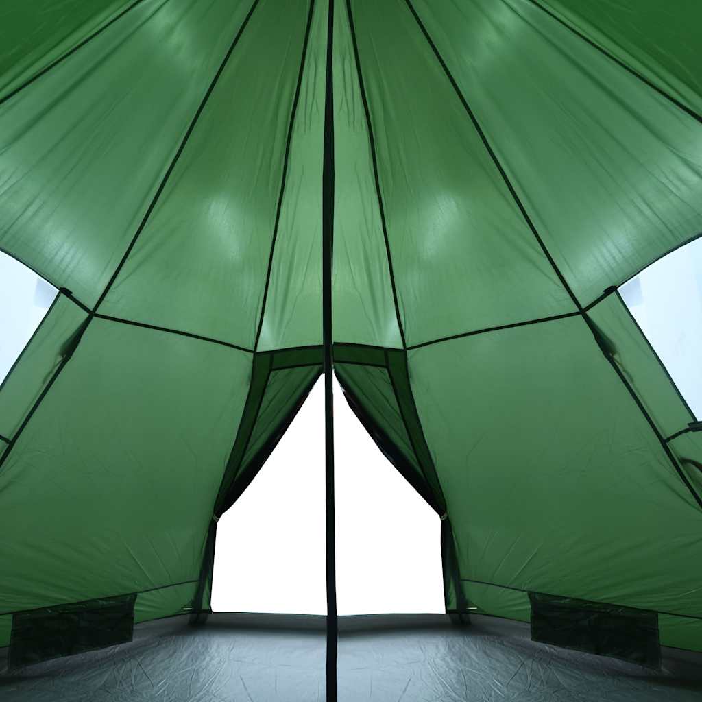 Binnenkant van de vidaXL 4-persoons tipitent in groen, met openingen voor ventilatie.