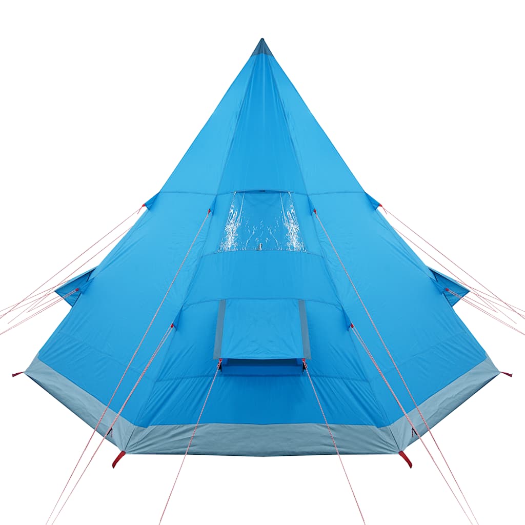 Detail van de blauwe vidaXL tipitent met waterdichte top en ventilatieopening.