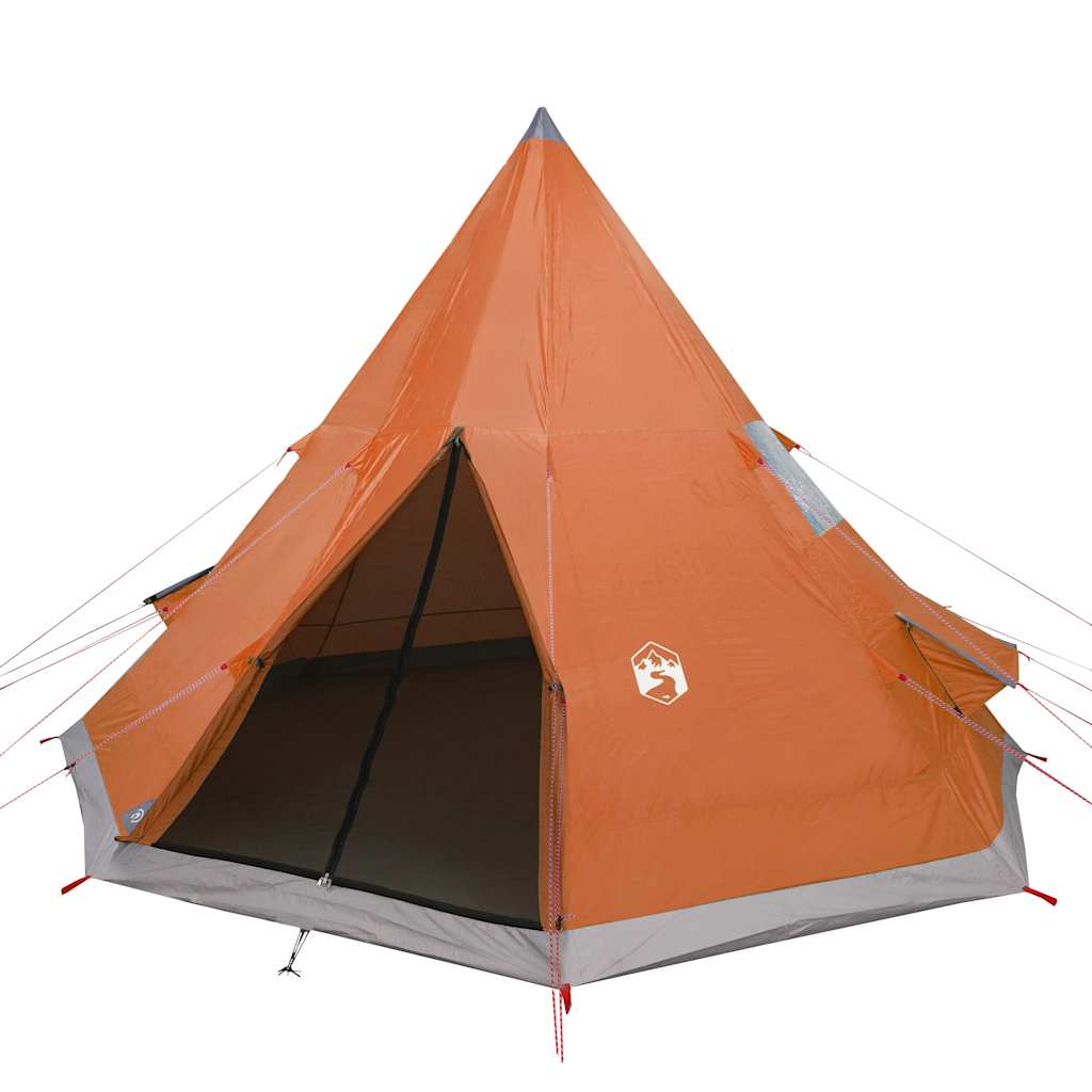 Detail van de oranje vidaXL Tipitent met open ingang en waterdicht ontwerp.