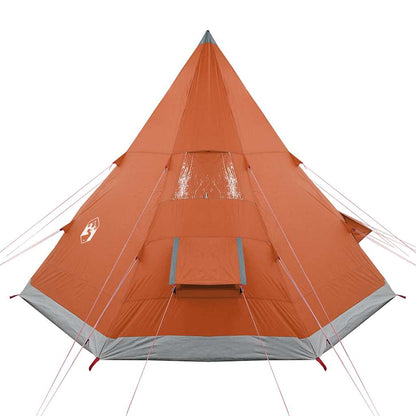 Detail van de vidaXL 4-persoons waterdichte tipitent in oranje met een puntige top.