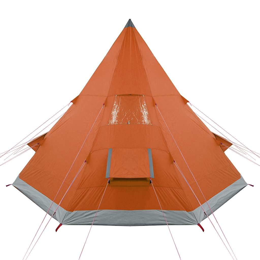 Detail van de oranje vidaXL Tipitent met waterdicht ontwerp en ventilatieopeningen.