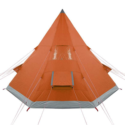 Detail van de oranje vidaXL Tipitent met waterdicht ontwerp en ventilatieopeningen.