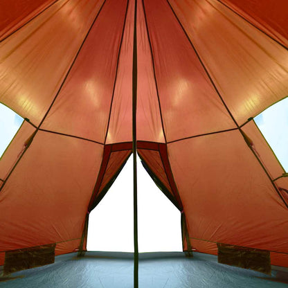 Zijaanzicht van de oranje vidaXL Tipitent met open ingangen en een ruime binnenruimte.