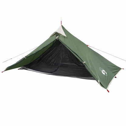 Detail van de vidaXL hangende tipi tent in groen, met open ingang en ventilatierooster.