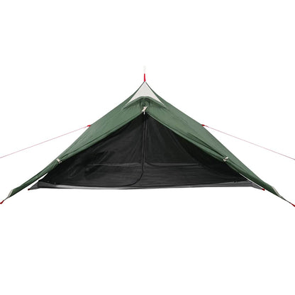 Detail van de vidaXL hangende tipi tent in groen, met open ingang en ventilatierooster.