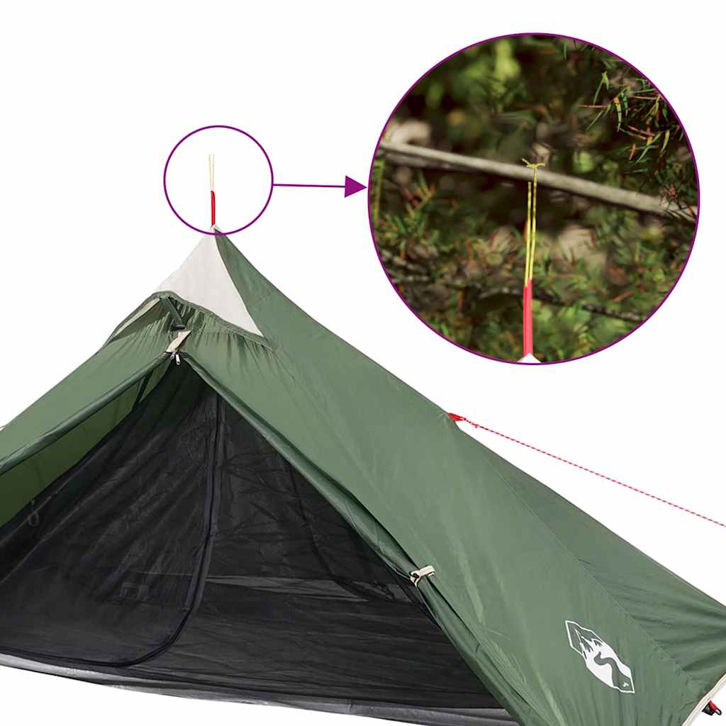 Detail van de bevestigingslus van de vidaXL hangende tipi tent, met waterdichte stof en ventilatie.